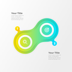 
Modern 2 step process infographic. Business connected circles with gradient colors. Vector illustration.