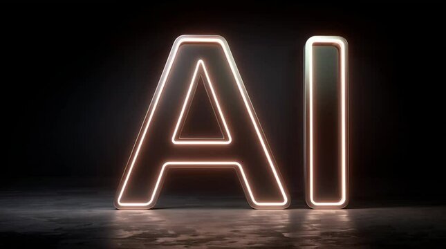 glowing letter A is lit up in a dark background. The letter is surrounded by a glowing border, giving it a futuristic and modern appearance. Concept of innovation and technological advancement