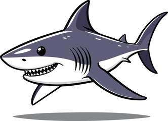 Obraz premium Simple Shark Line Art Vector Illustration with Dark Outline