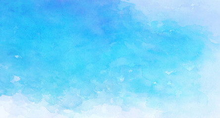 爽やかな水色の水彩背景　背景イラスト　テクスチャ素材	