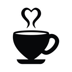 Coffee Cup With Heart Steam Icon Vector Illustration