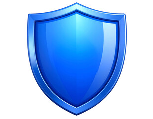3D shield icon with glossy blue gradient, isolated on a transparent background