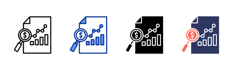 Financial Analysis icon sheet multiple style collection