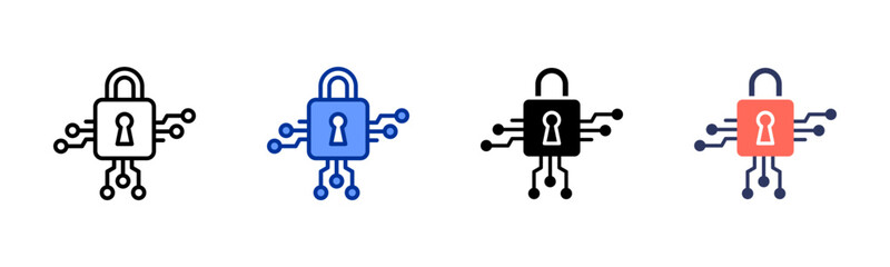 Cryptography icon sheet multiple style collection