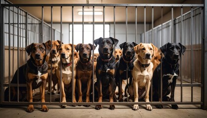 Dogs in kennels