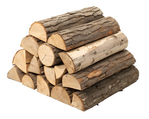 A neatly stacked pile of firewood in the transparent background. design illustration