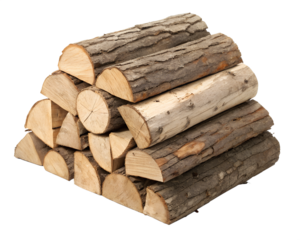 A neatly stacked pile of firewood in the transparent background. design illustration