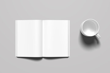 Clear Magazine Cover Template Isolated On White realistic illustration of white ceramic mugs on a transparent background with Mockup of a mug for drinks. White, black, realistic isolated cup.