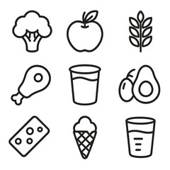 Fototapeta premium Treat symbol dairy icons log food water tracker fruit vector cup icon