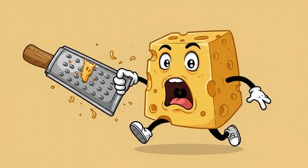 Cheese Block Running Away From Grater
