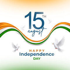 Obraz premium Happy Indian Independence Day Celebration Social Post Design Template, Happy 15th August Patriotic Day Creative Banner Tricolor Background