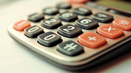 Close-up of calculator keypad with numbers and functions