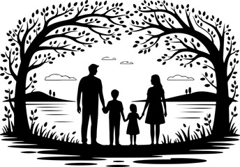 "Family Tree Silhouette – Black Vector Design Logo for Heritage and Ancestry"

