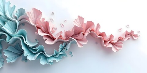 Elegant pastel floral wave with 3D effect, soft and delicate background decoration
