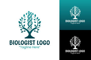 Professional Biologist Logo with Tree and Genetic Design in Dual Teal for Environmental Branding
