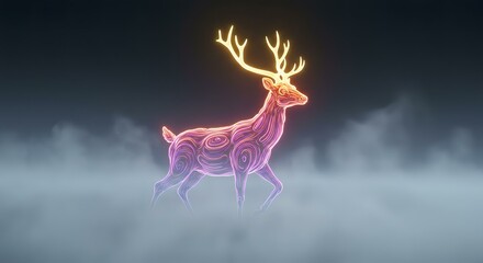 Neon Deer in Misty Realm