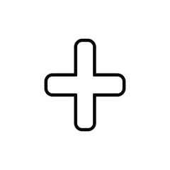 Obraz premium Rounded Plus Sign Icon on Transparent Background in Black Outline