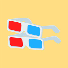 3D Glasses: A pair of classic red and blue 3D glasses, ready for the big screen experience.  