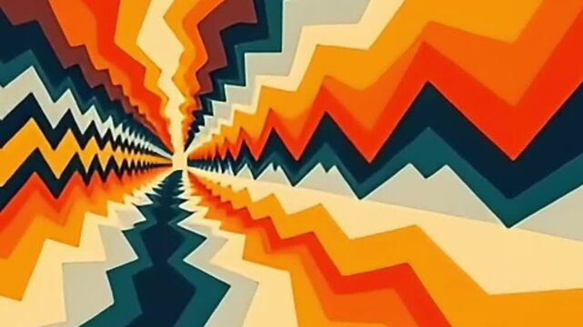psychedelic background, retro loop animation, zigzag rays, seamless vector loop, trippy visuals, hypnotic animation, bold geometric pattern, retro psychedelic design, 4K abstract background, vector 