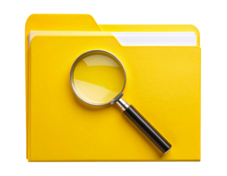 PNG Up arrow 3d icon illustration business concept isolated transparent background - Yellow File Folder with Magnifying Glass on Top, Search Concept Icon, PNG Transparent