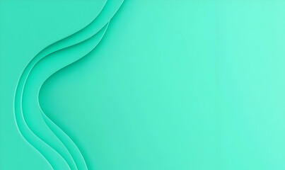 Vibrant Teal Abstract Background with Flowing Paper-Like Waves