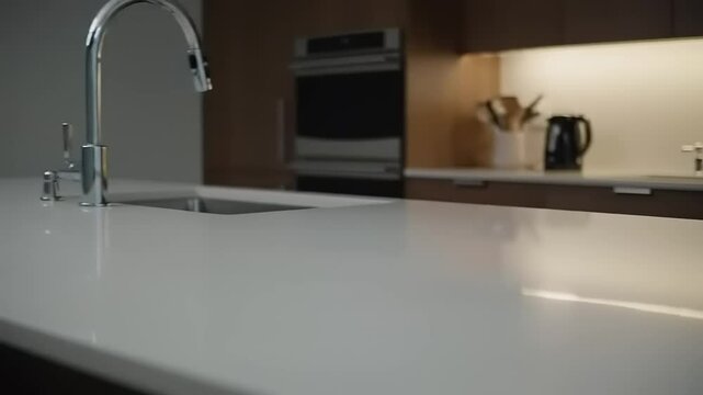 Modern kitchen countertop detail.