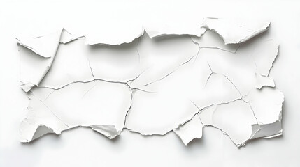 White Cracked Wall Texture with Torn Edges on Bright Background