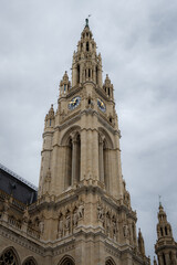 Low angle photo of a part of Votive neo-gothic catholic church in Vienna-Austria.