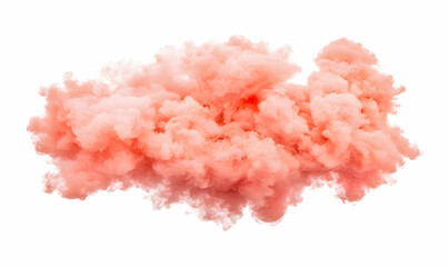 Soft Pink Cloud of Smoke Floating on a White Background