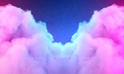 Colorful Abstract Cloud Background with Stars and Gradient Effects