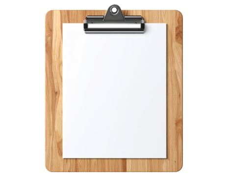 3D clipboard icon with paper sheet, isolated on a transparent background