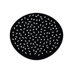 Dense scattered white seeds on a black circular background illustration art