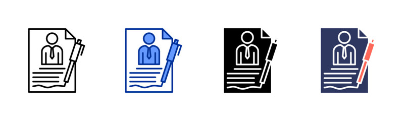 Employment Contract icon sheet multiple style collection