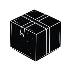 Stylized illustration of a monochrome gift box with ribbon and polka dots