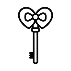 Key With Heart Bow Icon Vector Illustration