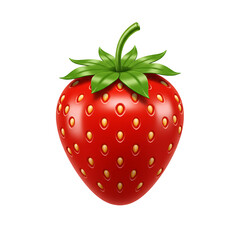 Obraz premium Ripe Red Strawberry With Green Leaves and Seeds on White Background