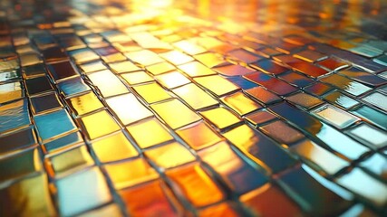 Colorful mosaic tiles reflecting sunlight, creating a vibrant pattern, enhancing the artistic ambiance - Powered by Adobe