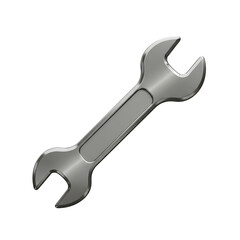 Silver Metal Wrench Tool on White Background for Repairs and Maintenance
