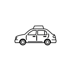 Simple Black and White Illustration of a Taxi Cab Vehicle Drawing
