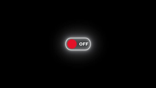 Power on off switch animation. neon power button video on the black background.