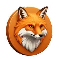Obraz premium Fox Head Orange Circular Icon Illustration with Detailed Fur and Piercing Eyes