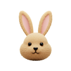 Obraz premium Cute Tan Rabbit Face Fluffy Easter Decoration on White Background