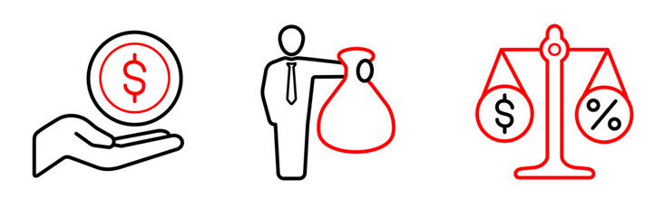 Money icon set. vector editable