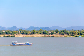 Fototapeta premium Mekong River viewpoint from the Thai side to the Lao side