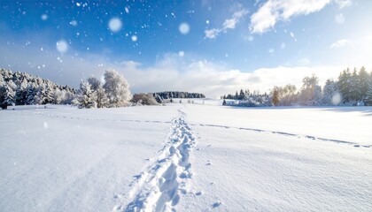 Obraz premium Snowy path through winter landscape