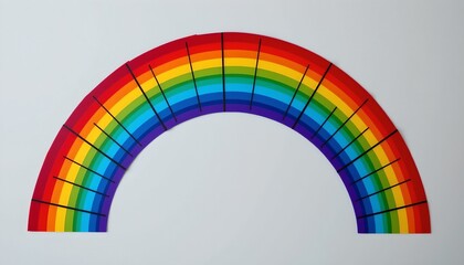 the main subject of the image is an arched spectrum, it is prised of various colors divided into rectangular sections by dark lines