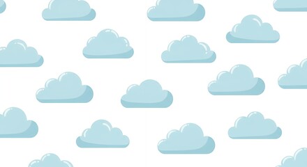 Cartoon Clouds Pattern in Sky Blue Shade Isolated on White Background
