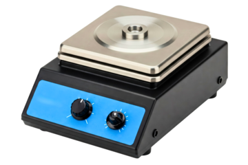 Laboratory magnetic stirrer with hot plate for scientific use isolated on a transparent background