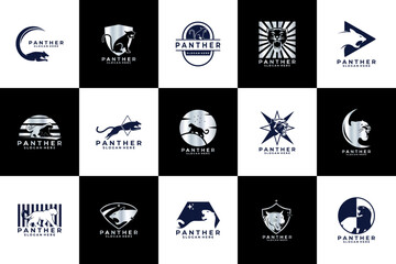 Panther logo design collections. Animal logo design vector. Set of Panther elegant logo template