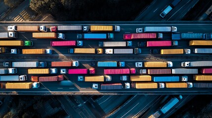 Trucks on Highway Top View